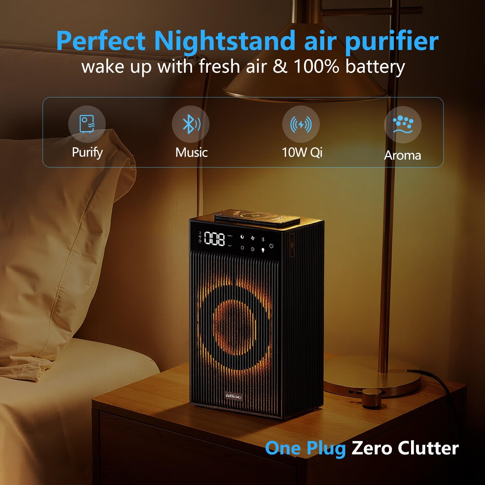 CleanForce Rainbow Cube | World’s First 4-in-1 Space-saving Air Purifier with Bluetooth Speaker, Wireless Charger & Aroma Diffuser | Swiss Tech，over 900ft² Coverage | Ultra-Quiet