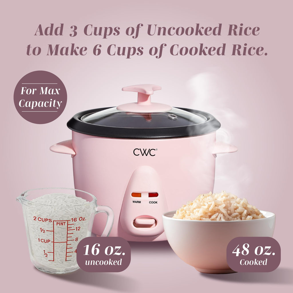 COOK WITH COLOR 6 Cup Rice Cooker 300W - Effortless Cooking and Perfectly, Cooks 3 Cups of Raw Rice for 6 Cups of Cooked Rice, Floral Blue