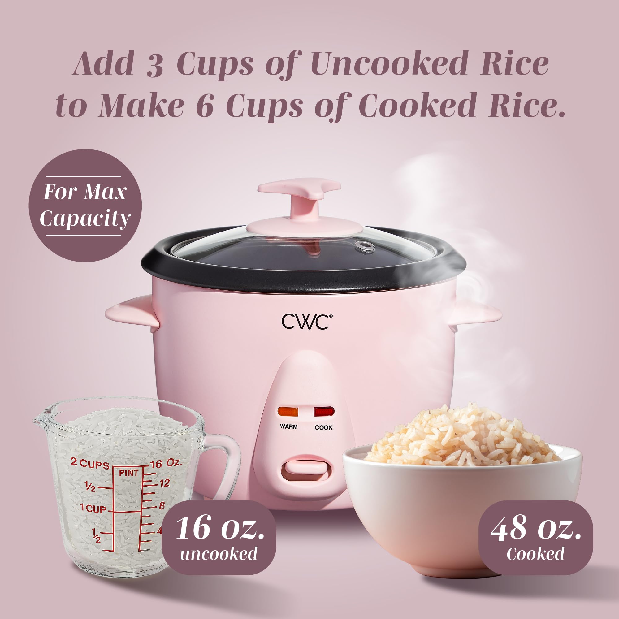 COOK WITH COLOR 6 Cup Rice Cooker 300W - Effortless Cooking and Perfectly, Cooks 3 Cups of Raw Rice for 6 Cups of Cooked Rice, Floral Blue