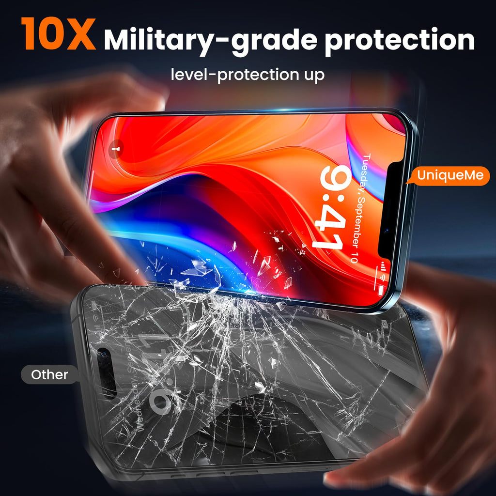 UniqueMe for iPhone 12 Pro Max Privacy Screen Protector - [Military Grade Shatterproof & 9H+ Hardness] Screen Protector 12 Pro Max Tempered Glass Full Coverage Protection, Easy to install, 2 Packs