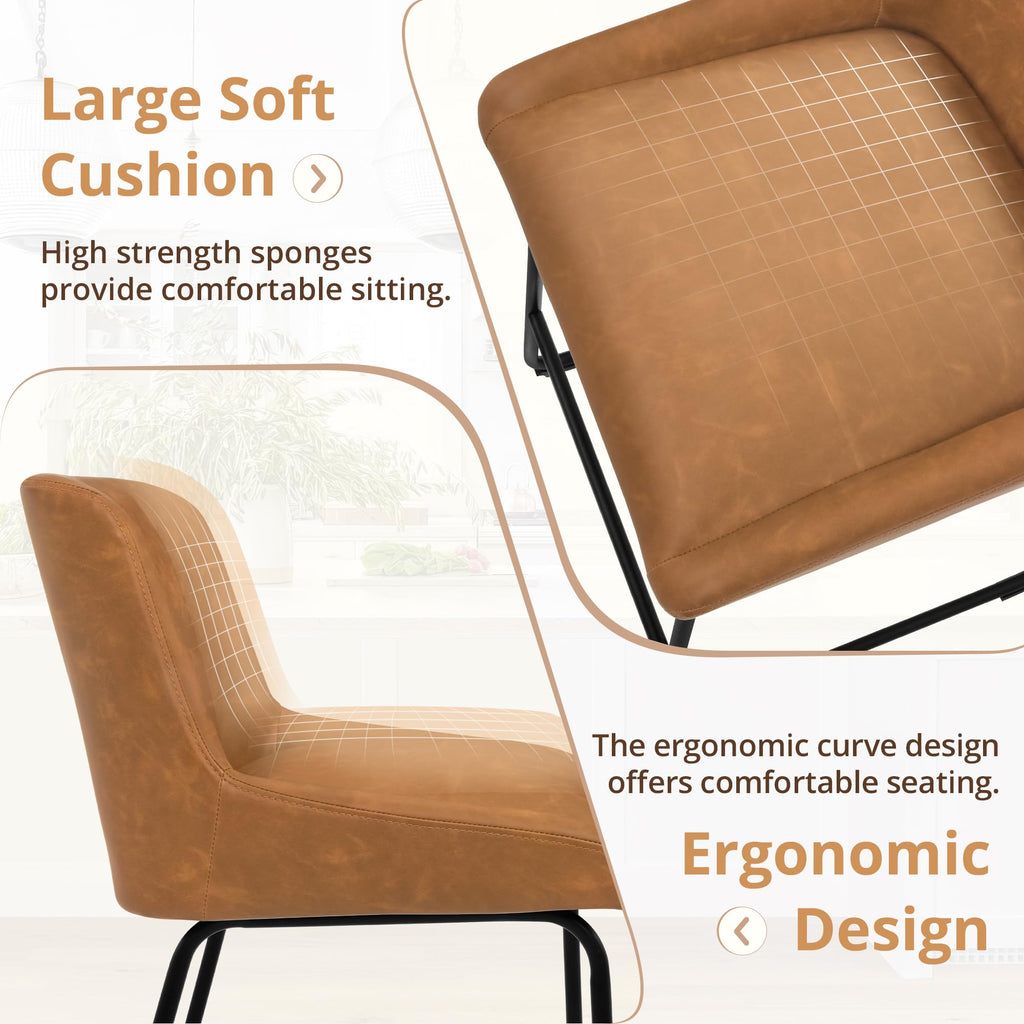 LUE BONA 26 Inch Counter Height Bar Stools Set of 2, Faux Leather Upholstered Barstools, Barstool with Back, Comfortable Bar Chairs, Modern Counter Stools for Kitchen Counter Island