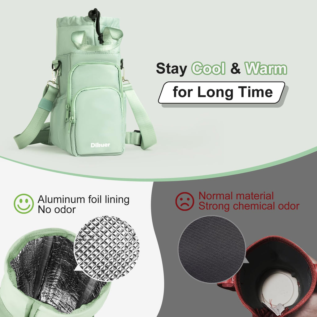Water Bottle Holder with Strap, 32oz 40oz Insulated Crossbody Water Bottle Carrier Sling Bag with Phone Pocket for Walking/Hiking/Travel/Gym