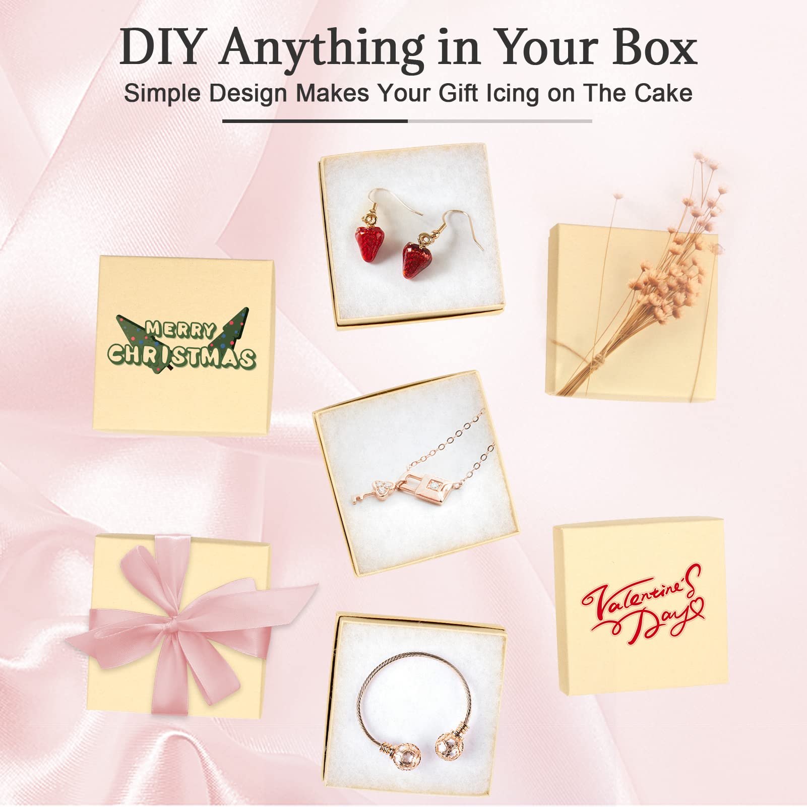 Cardboard Jewelry Black Gift Boxes 20 Pack3.5×3.5×1 inches, its apply to displaying necklaces, rings, bracelets, earrings