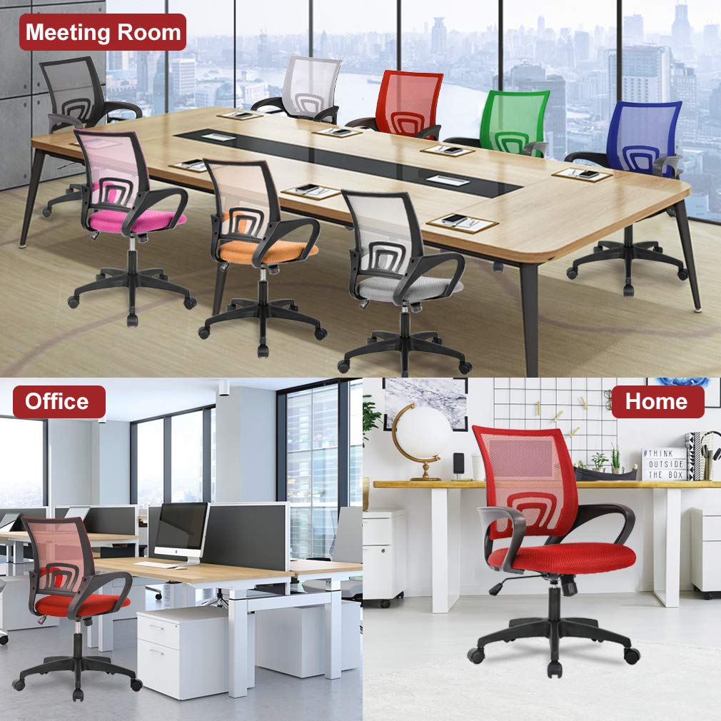 BestOffice Home Office Chair Ergonomic Desk Chair Mesh Computer Chair with Lumbar Support Armrest Executive Rolling Swivel Adjustable Mid Back Task Chair for Women Adults, Black (Black)