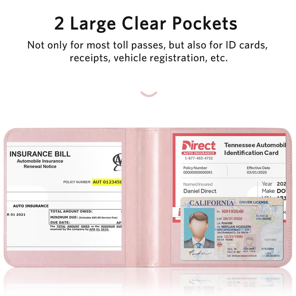 CoBak Car Registration and Insurance Holder - Men and Women Small Lightweight Vehicle Glove Box Car Organizer, Auto Truck Comparment Accessories Case for Essential Document, Driver License (Black)