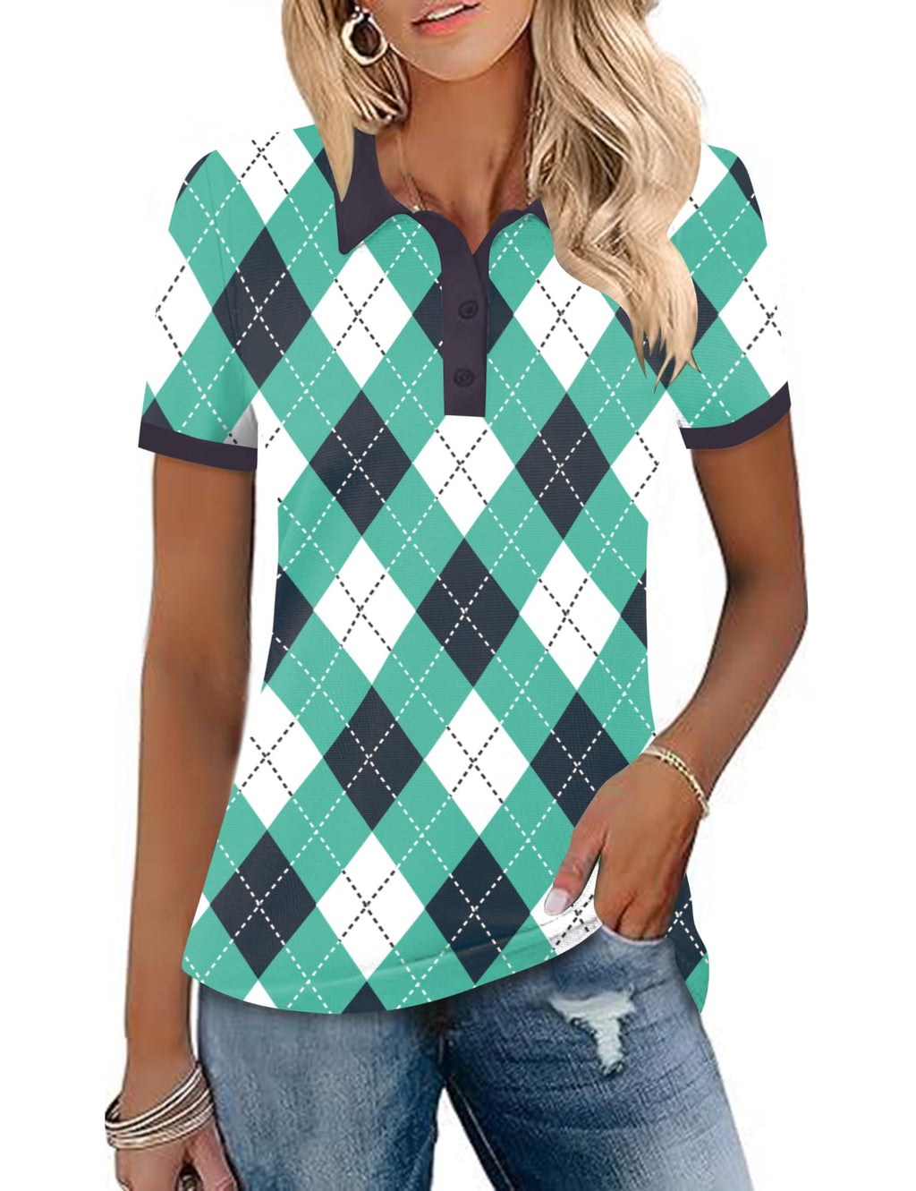 LOMON Womens Golf Polo Shirts Short Sleeve Collared Tops Lightweight Moisture Wicking Tennis Activewear S-XXL