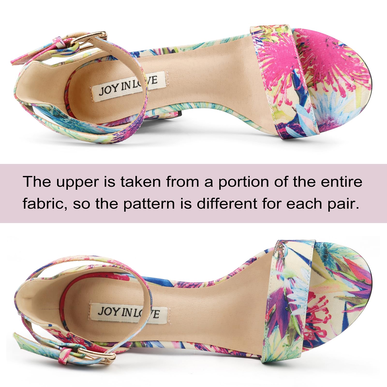 JOY IN LOVE Womens 3.5" Chunky Block High Heels Ankle Strap Heeled Sandals