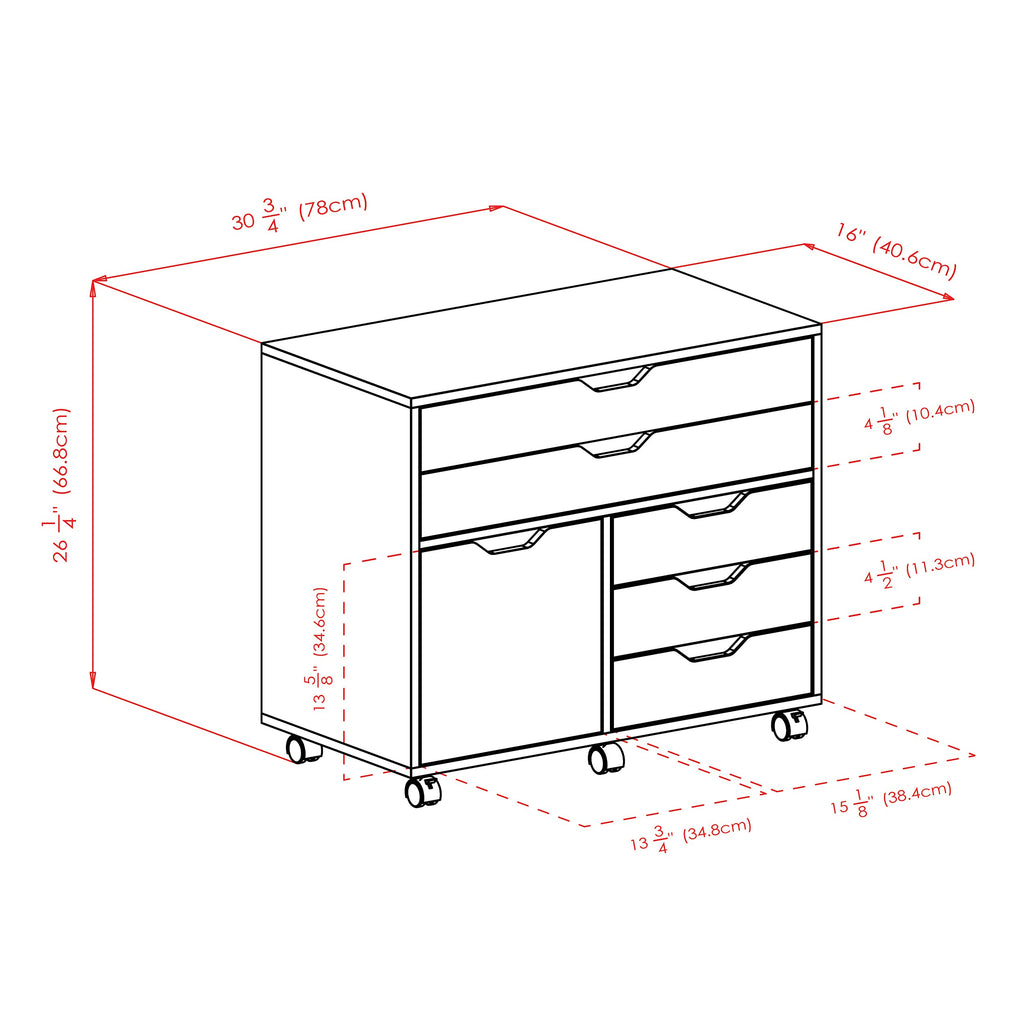 Winsome Halifax Mobile Storage Cabinet with Doors & Drawers, Stylish & Functional Home Storage Cabinet for Filing, Kitchen Organization, Moveable Furniture for Office, Dorms, Apartments