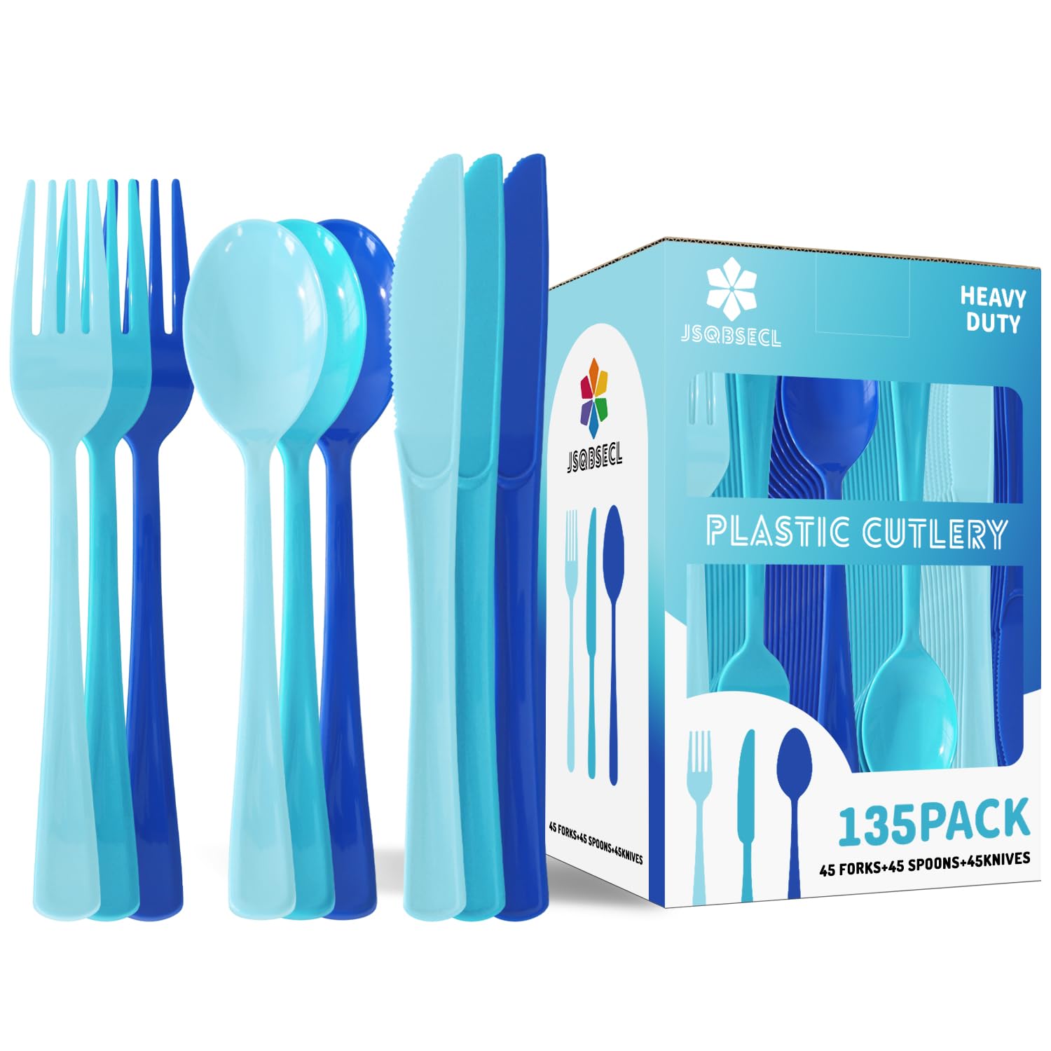 150 Pack Plastic Silverware,Disposable Cutlery Set Heavy Duty Utensil Sets 50 Forks 50 Knives 50 Spoons for Brithday, Wedding,Home School Party Picnics Restaurant Outdoor Events (Black)