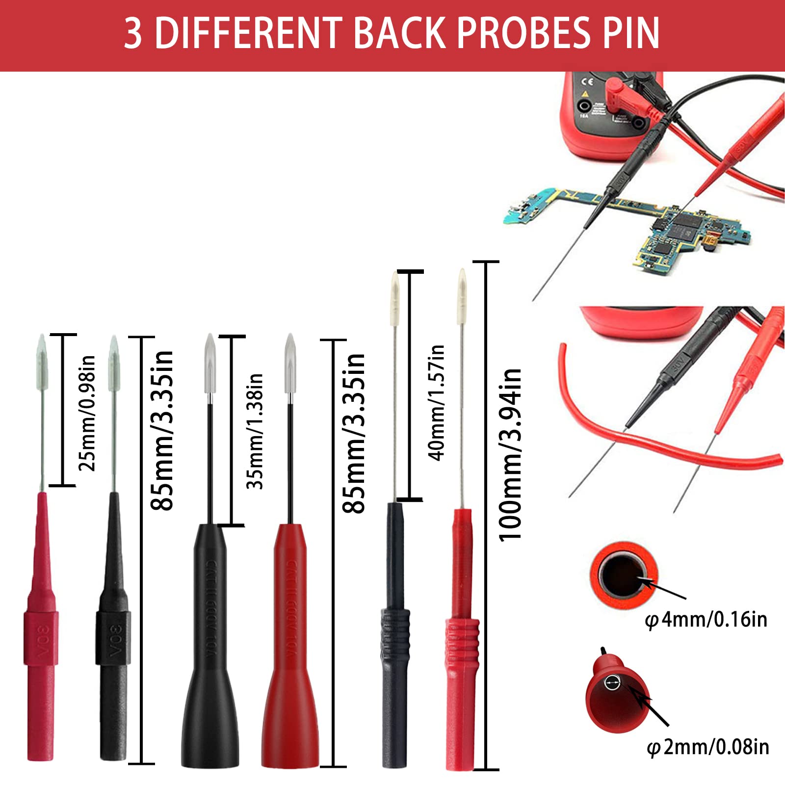 12pc Multimeter Test Leads,Test Leads with Alligator Clips,Test Hook,Banana Plug Leads,Telescopic Testing Hook,Suitable for Fluke, Kaiweets, Innova Multimeter, Voltmeter, Clamp Meter