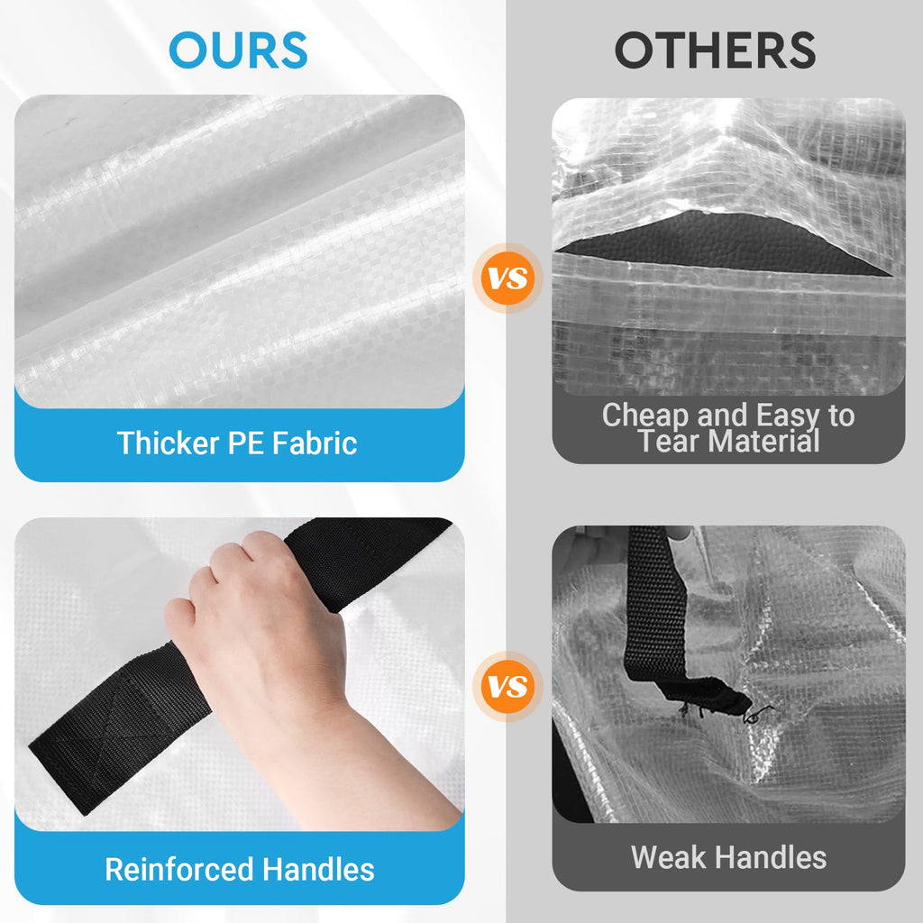 SaveAMatt Mattress Bags for Moving -Extra Thick Queen Mattress Storage Bag, 8 Strong Handles & Reinforced Stitching, Waterproof Reusable Clear Mattress Cover Protector (82’’x63’’x15’’ Queen Size)