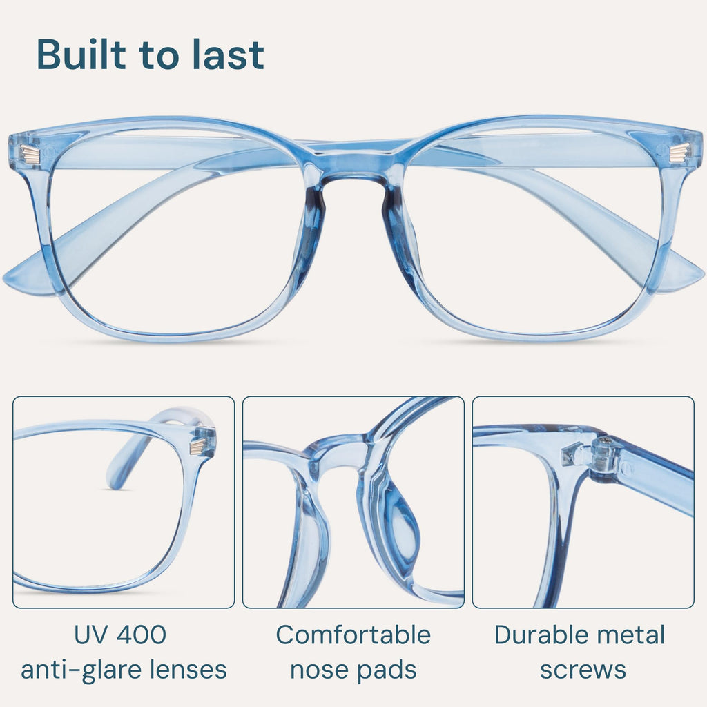 Gaoye Transparent, Clear Blue Light Glasses for Computer & Gaming - Anti UV Ray Lenses, Scratch-Resistant & Comfort Fit