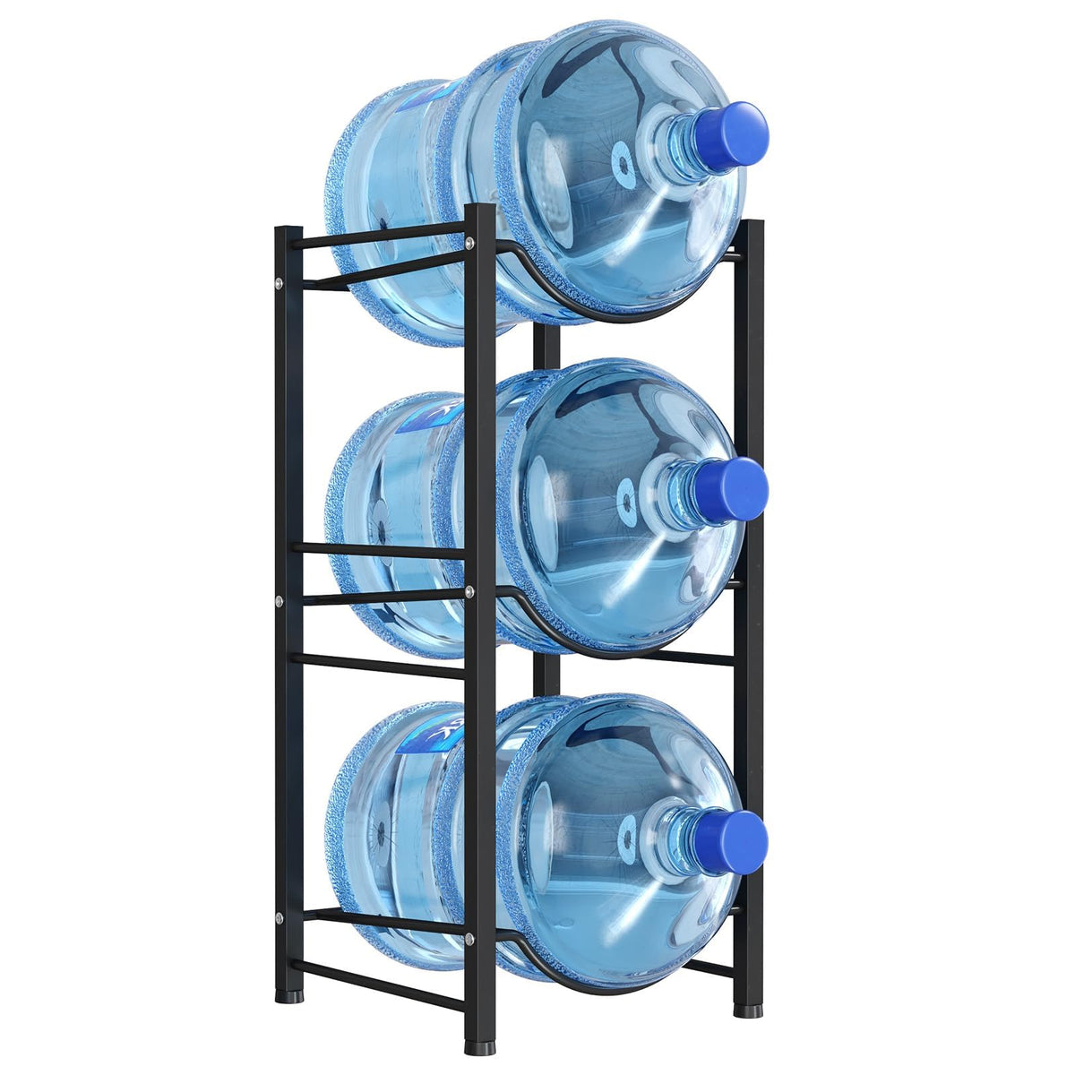 Lifewit 5 Gallon Water Jug Holder, 3 Tier Water Bottle Stand, 3 Slots Heavy Duty Water Dispenser Rack for Gallon Jugs, 126 lb/57 kg Capacity Detachable Water Jug Shelf Organizer for Home/Office Black