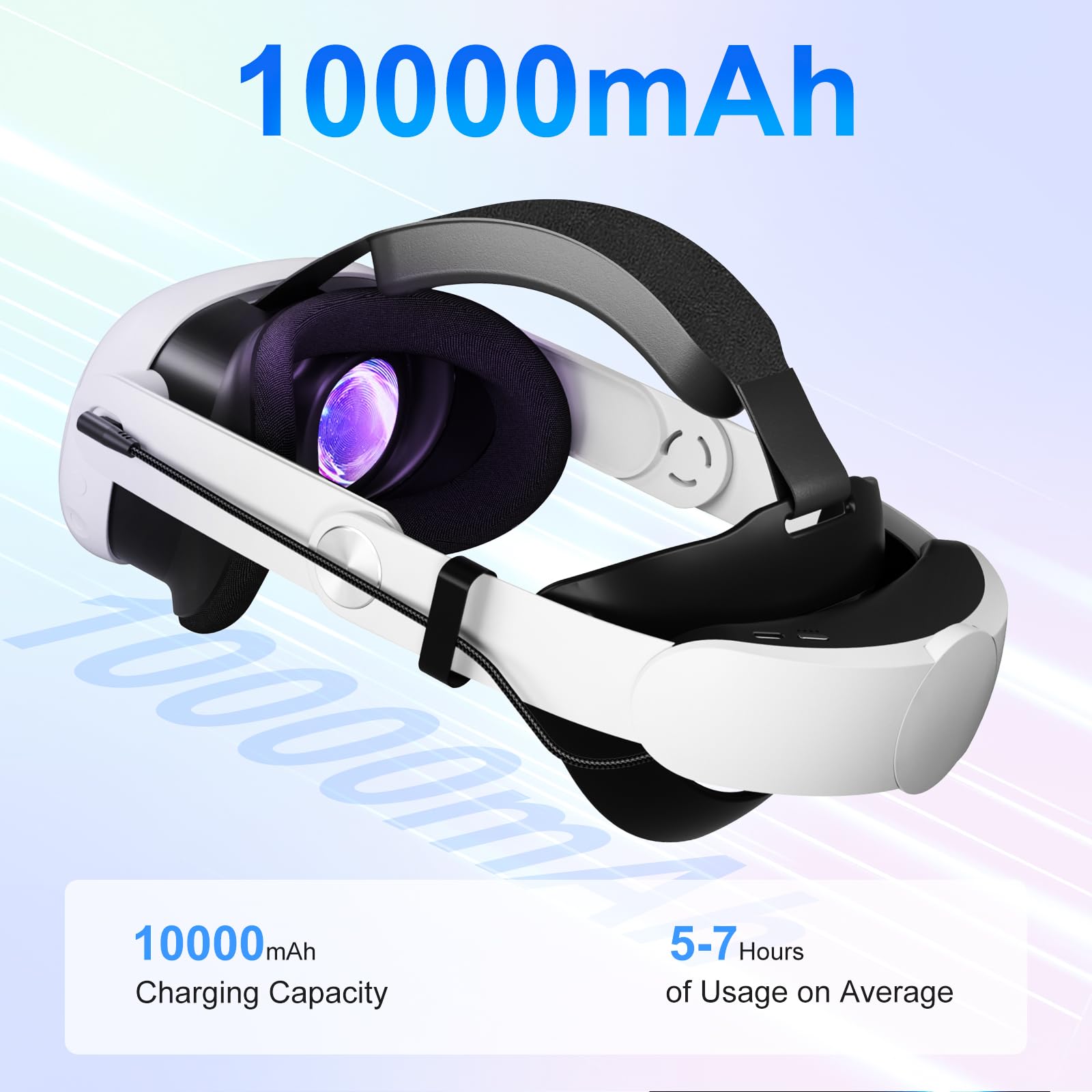 10000mAh Battery Head Strap for Meta Quest 3/3S - Elite Strap with Battery Pack Accessories Fast Charger to Extend Quest 3/3S 2-4H Playtime - VR Stocking Stuffers for Men - Mens Stocking Stuffers