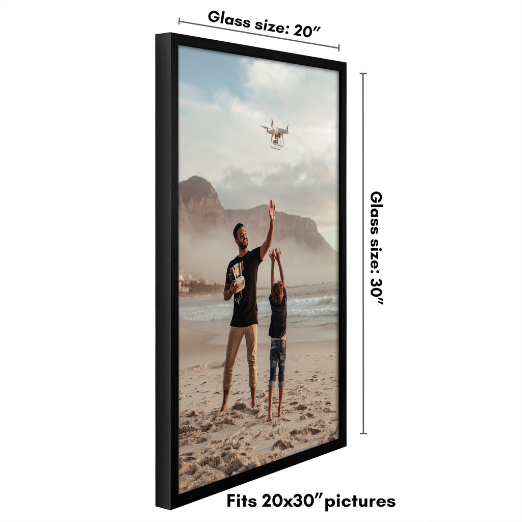 Americanflat 5x7 Picture Frame with Shatter-Resistant Glass - Soho Collection - Gallery Style Deep Molding Picture Frames for Tabletop and Wall Display - Black