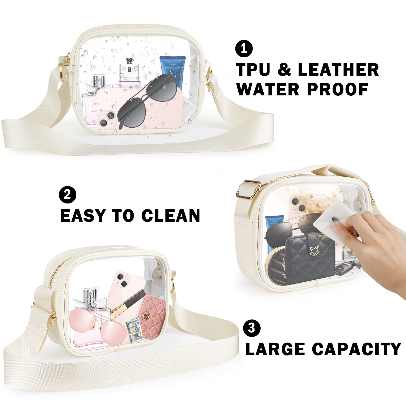 KETIEE Clear Crossbody Bag, Stadium Approved Clear Purse Bag for Concerts Sports Events Festivals