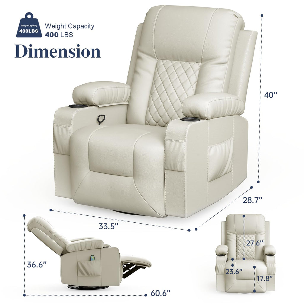 Recliner Chairs for Adults, FSC Certified Massage Reclining Chair with Heated Modern, Ergonomic Lounge Single Reclining Sofa Seat with Cup Holder & Pocket, Living Room Lounge Recliners Black