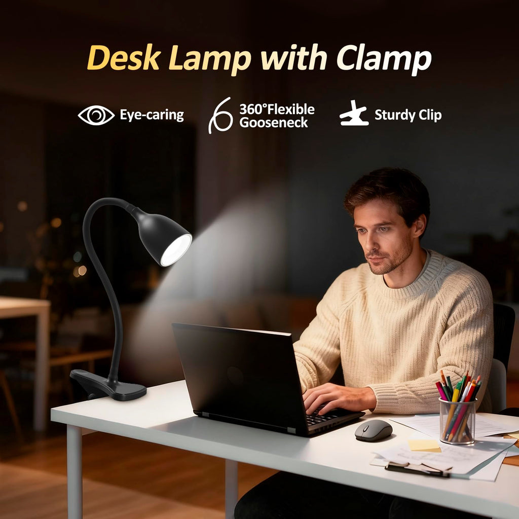 EJIAXIN Gooseneck Desk Lamp 360° LED Flexible Reading Light Small Desk Lamps for Small Spaces Home Office Bedroom College Dorm Desk Bookshelf Nightstand Table Lamp (Purple)