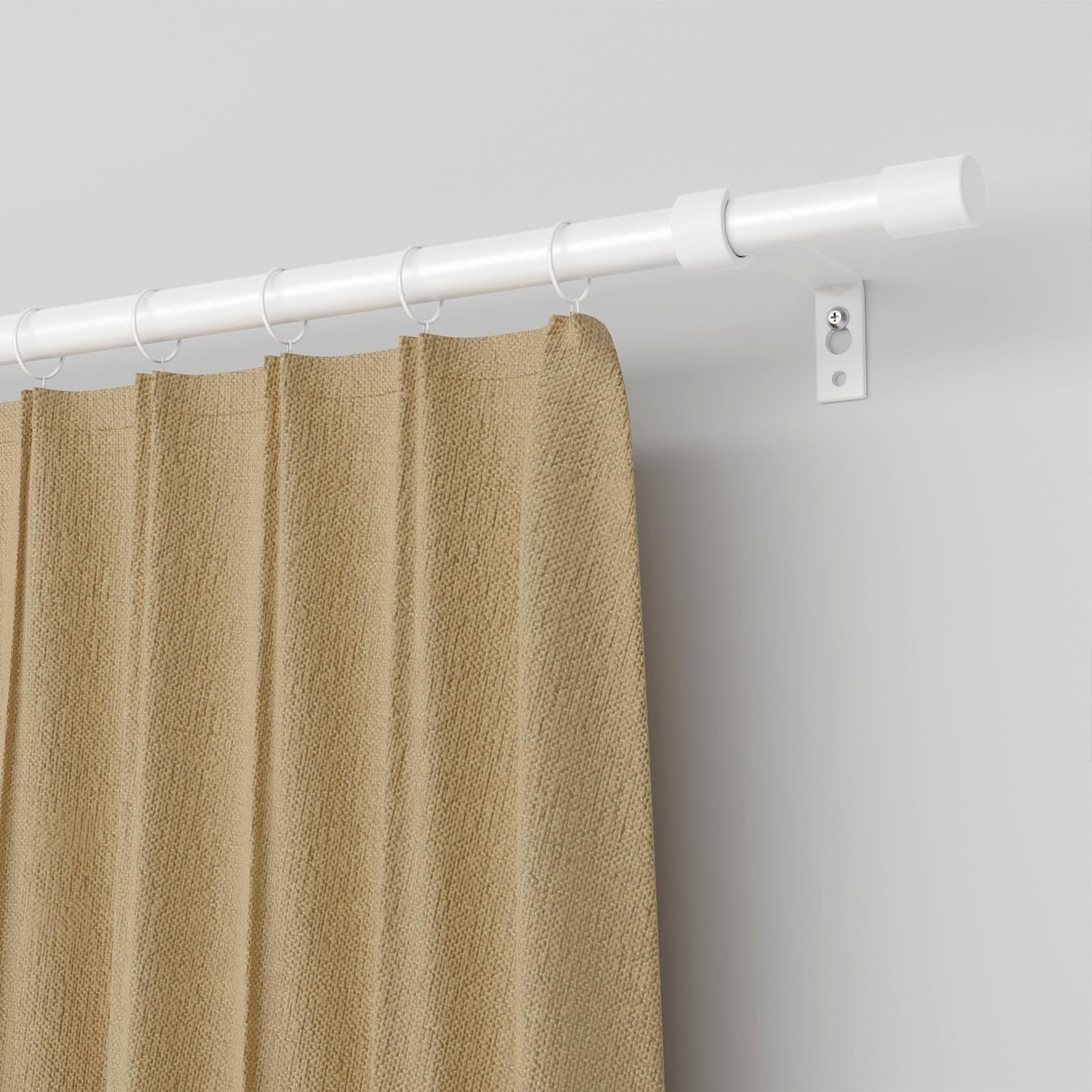 Curtain Rods for Windows, Single Adjustable 32 to 48 inch Curtain Rod Set with Brackets, 5/8 inch Diameter Metal Drapery Rod for Bedroom, Kitchen, Heavy Duty, Black