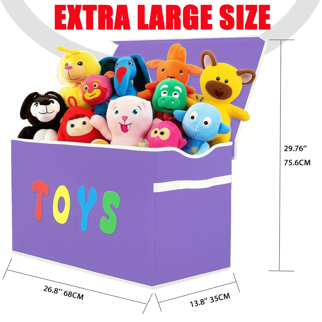 YOLOXO Toy Box Chest, Collapsible Sturdy Storage Bins with Lids, Extra Large Kids Toy Storage Organizer Boxes Bins Baskets for Kids, Boys, Girls, Nursery Room, Playroom, Closet (BLACK)