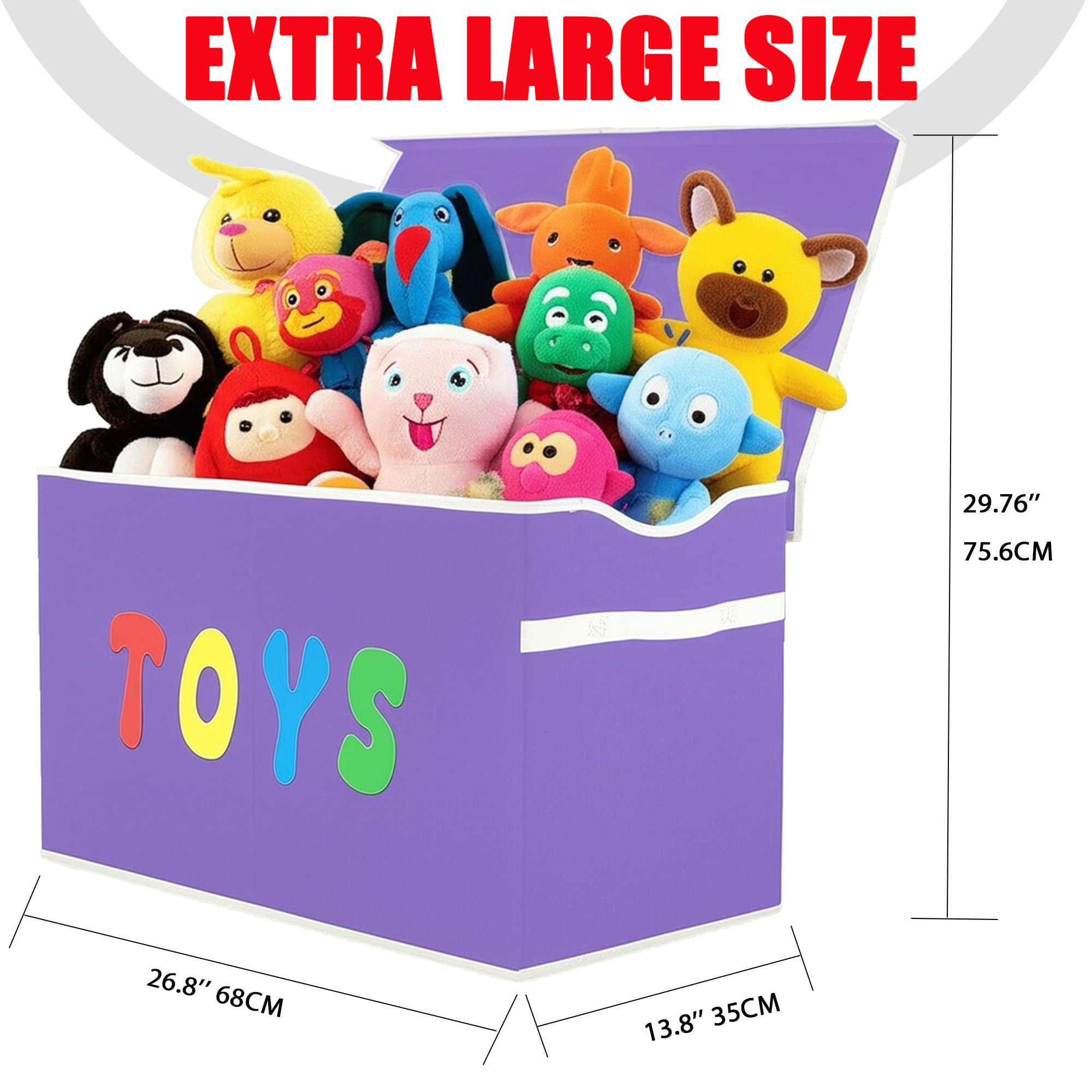 YOLOXO Toy Box Chest, Collapsible Sturdy Storage Bins with Lids, Extra Large Kids Toy Storage Organizer Boxes Bins Baskets for Kids, Boys, Girls, Nursery Room, Playroom, Closet (BLACK)
