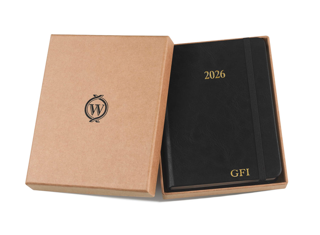 Wykeham's Executive 2026 Daily Journal Planner – US Public Holidays & Format – Customization Available (Brown, 6" x 4.5")