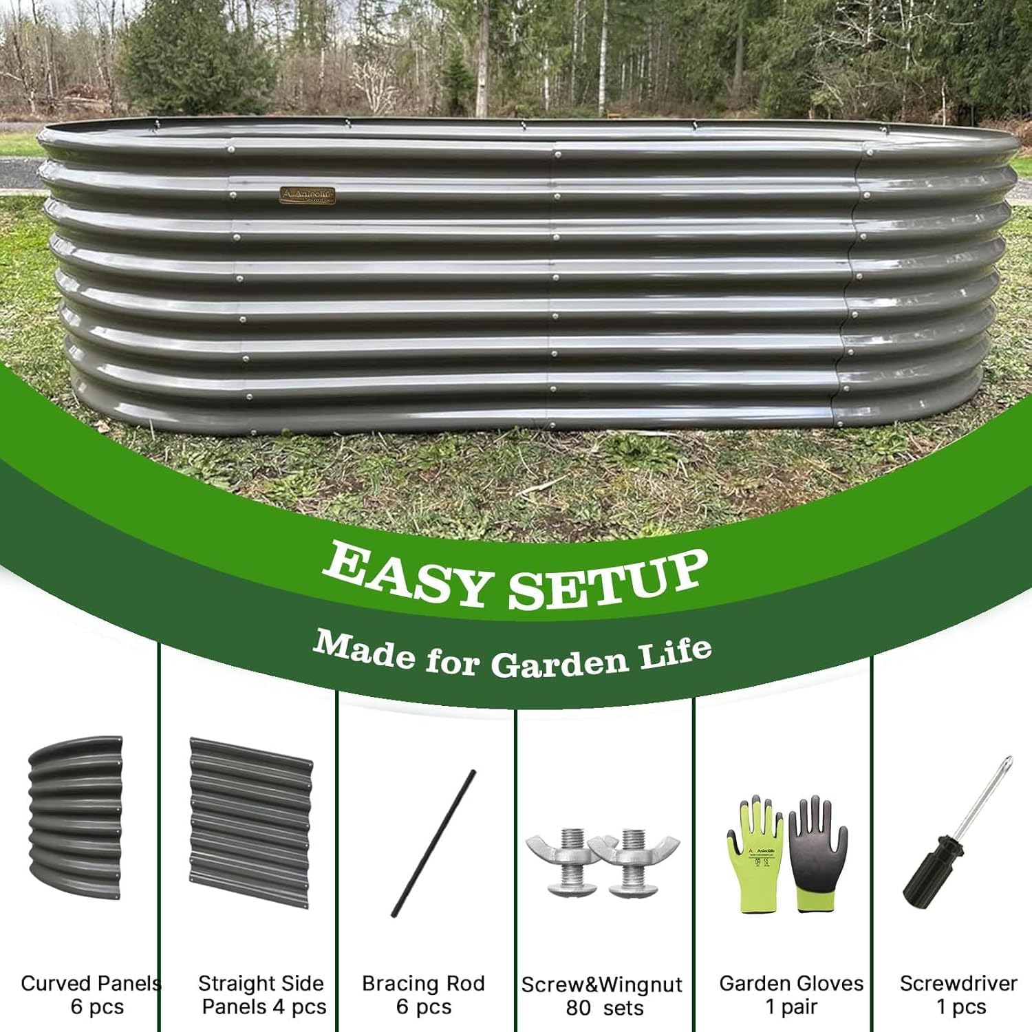 A ANLEOLIFE 2-Pack 3ft x 24” Tall Galvanized Raised Garden Beds Outdoor, Round Metal Planter Box for Planting Vegetables Flowers Herb, Anti-Rust & Easy-Setup, Quartz Grey