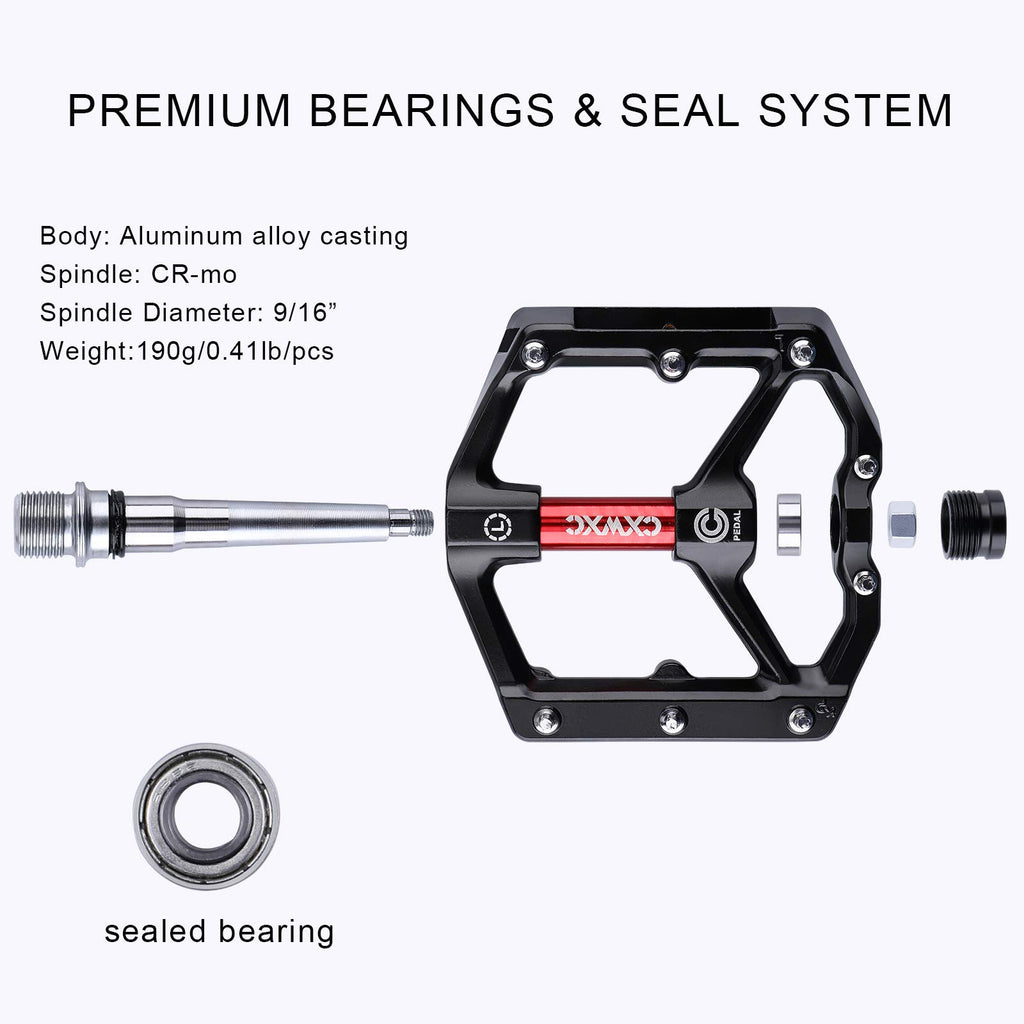 CXWXC Road/MTB Bike Pedals - Aluminum Alloy Bicycle Pedals - Mountain Bike Pedal with Removable Anti-Skid Nails