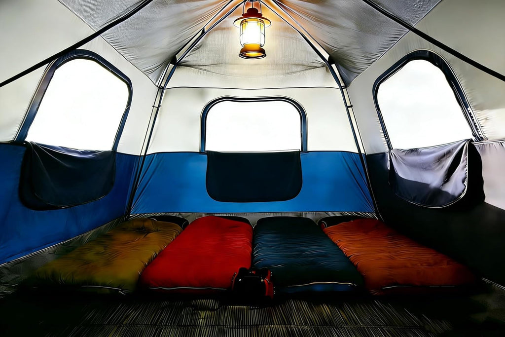 3/4 Person Camping Tent with 1 Door, 4 Windows, and Upgraded Ventilation– Instant Setup, Waterproof, 8'x 8'x 67''Oxford Fabric Floor Pop Up in 60 Seconds Includes Rainfly and Backpack