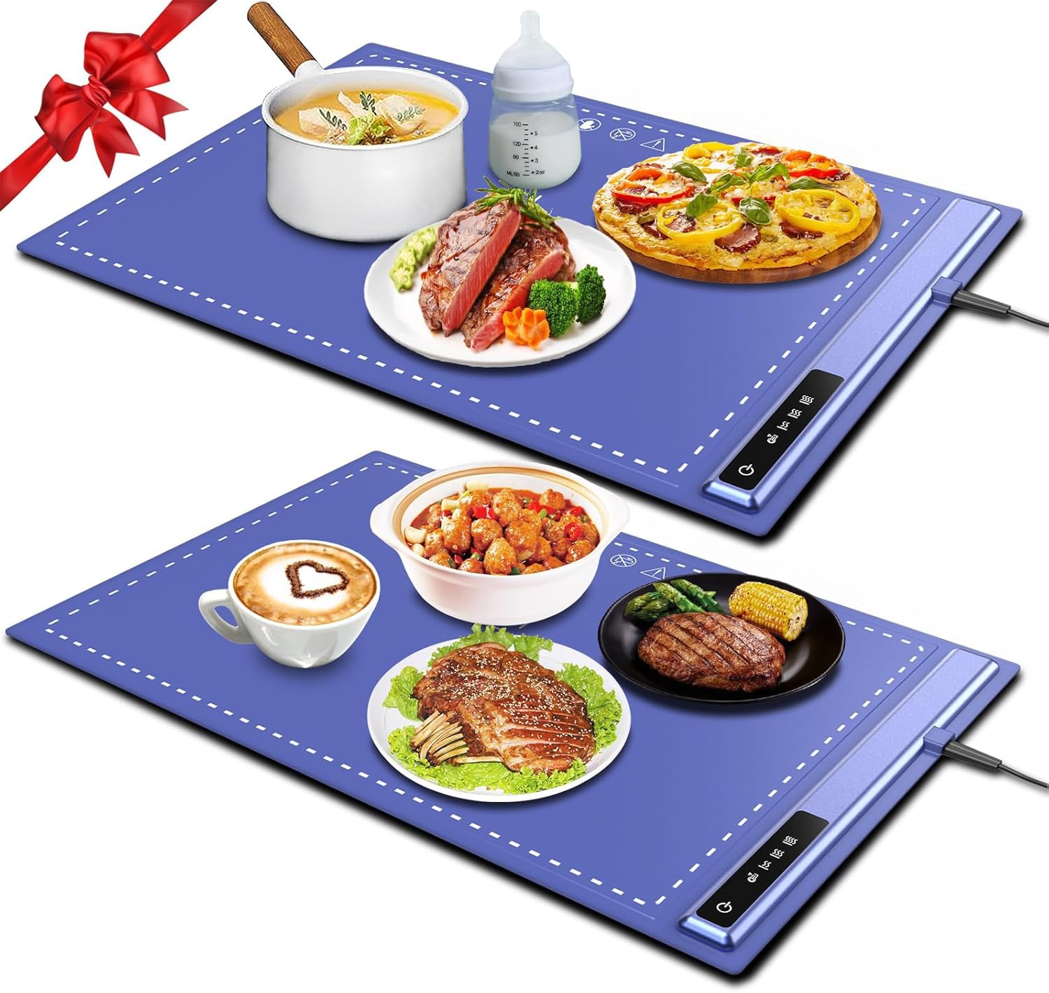 Upgrade Warming Mat for Food with Adjustable Temperature-Portable Electric Warming Tray,Roll Up Silicone Food Warmer for Parties with 3 Temperature Settings,Versatile Food Warmers for Parties Buffet