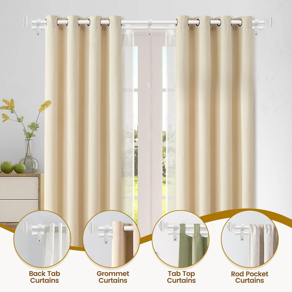 KAMANINA 1 Inch Double Curtain Rods 36 to 72 Inches (3-6 Feet) Telescoping Dark Silver Curtain Rod for Windows 24 to 68 Inches, Heavy Duty Drapery Rods with Square Finials