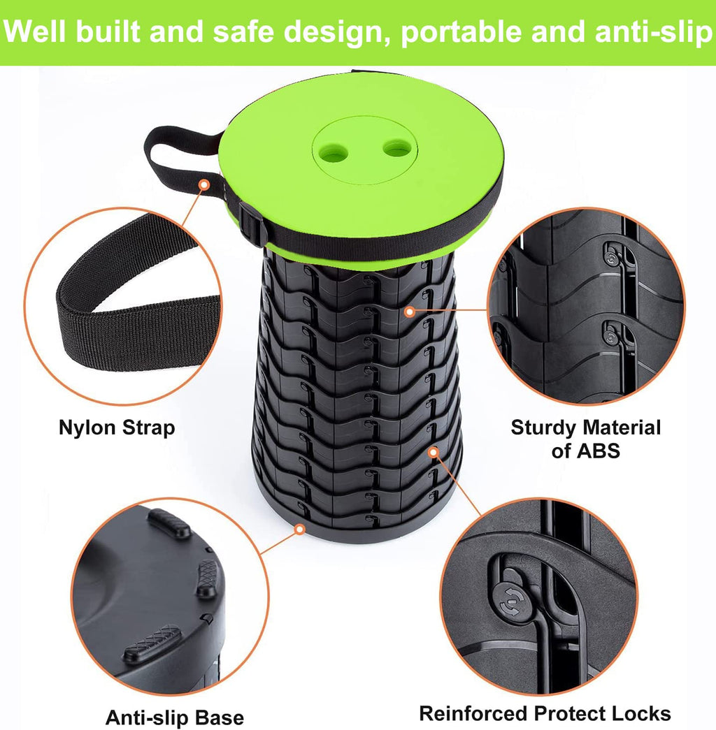 Fishboy Upgraded Collapsible Stool, 400lbs Max Weight, Lightweight But Sturdy, Portable Retractable Folding Telescoping Foldable Camping Stool for Adults Outdoor Fishing Hiking BBQ