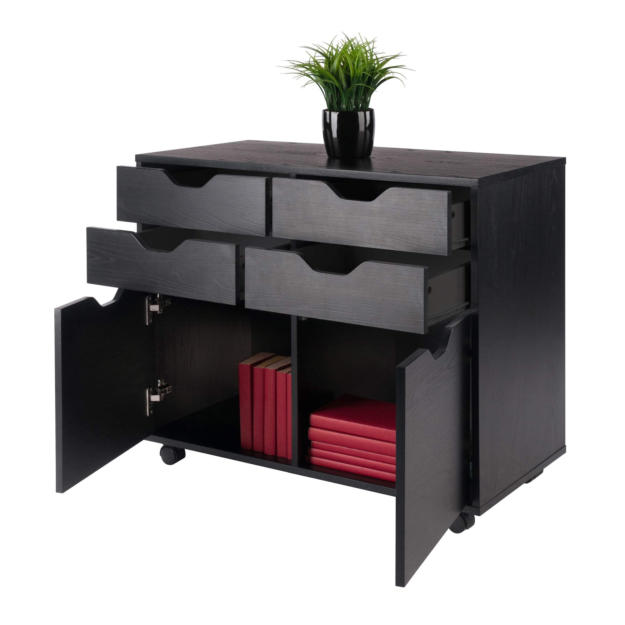 Winsome Halifax Mobile Storage Cabinet with Doors & Drawers, Stylish & Functional Home Storage Cabinet for Filing, Kitchen Organization, Moveable Furniture for Office, Dorms, Apartments