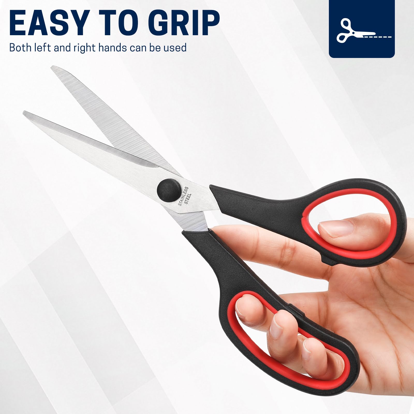 BURVAGY 8" 12 Pack All Purpose Heavy Duty Scissors- Comfort-Grip Sharp Scissors for Office School Sewing Fabric Craft High/Middle School Student Teacher Scissor, Right/Left Hand
