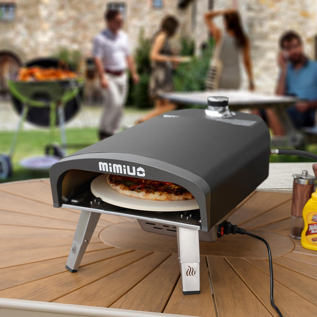 Mimiuo Gas Pizza Oven Outdoor - 33 lbs Heavy Duty Propane Pizza Stove for Outside, 60 Second Pizza - Includes 13" Square Stone Foldable Peel & Cover - Portable for Backyard Camping