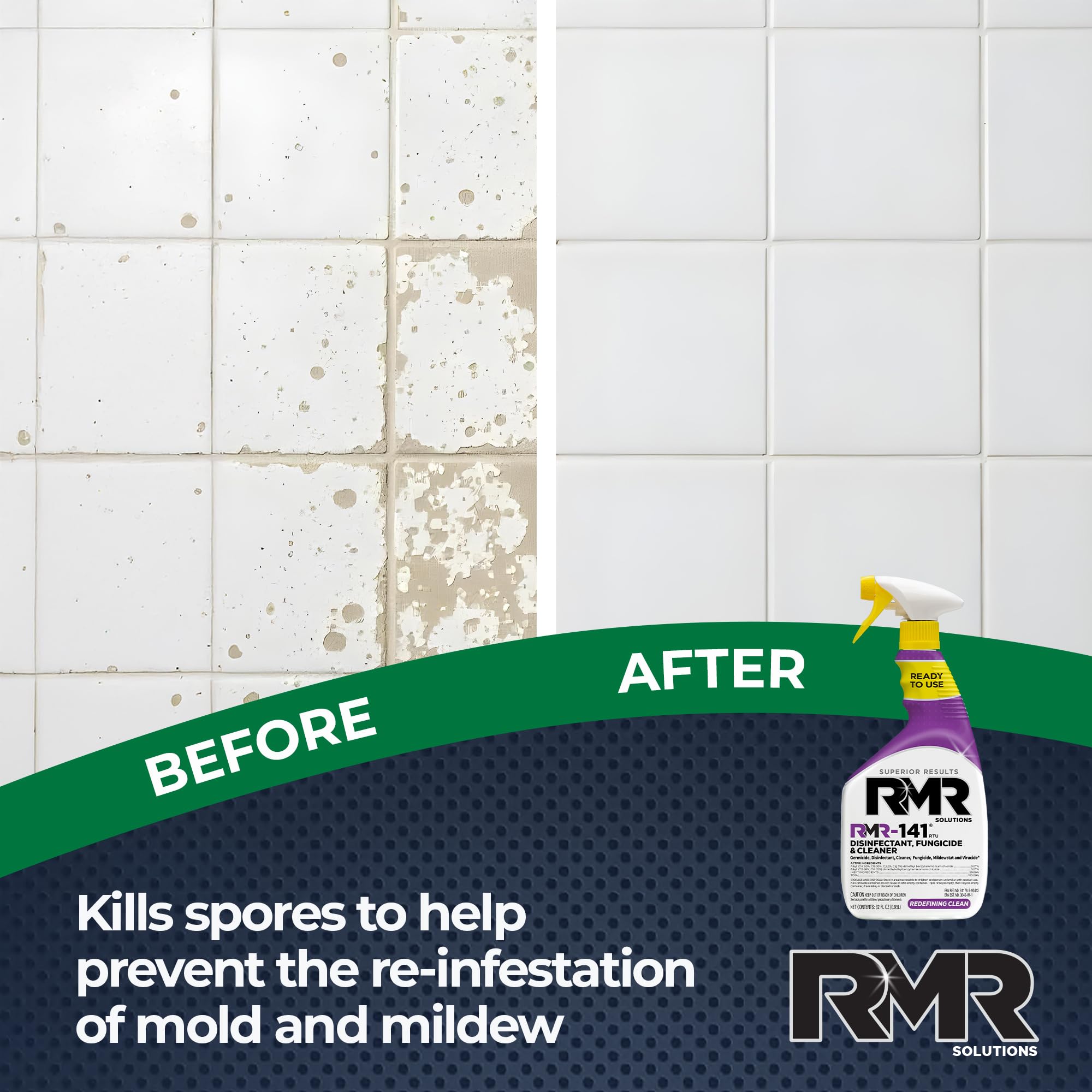 RMR-141 EPA Registered Mold and Mildew Killer, Eliminates Odors, Removes Mold, Mildew, Bacteria, and Viruses, 32-Ounce Bottle