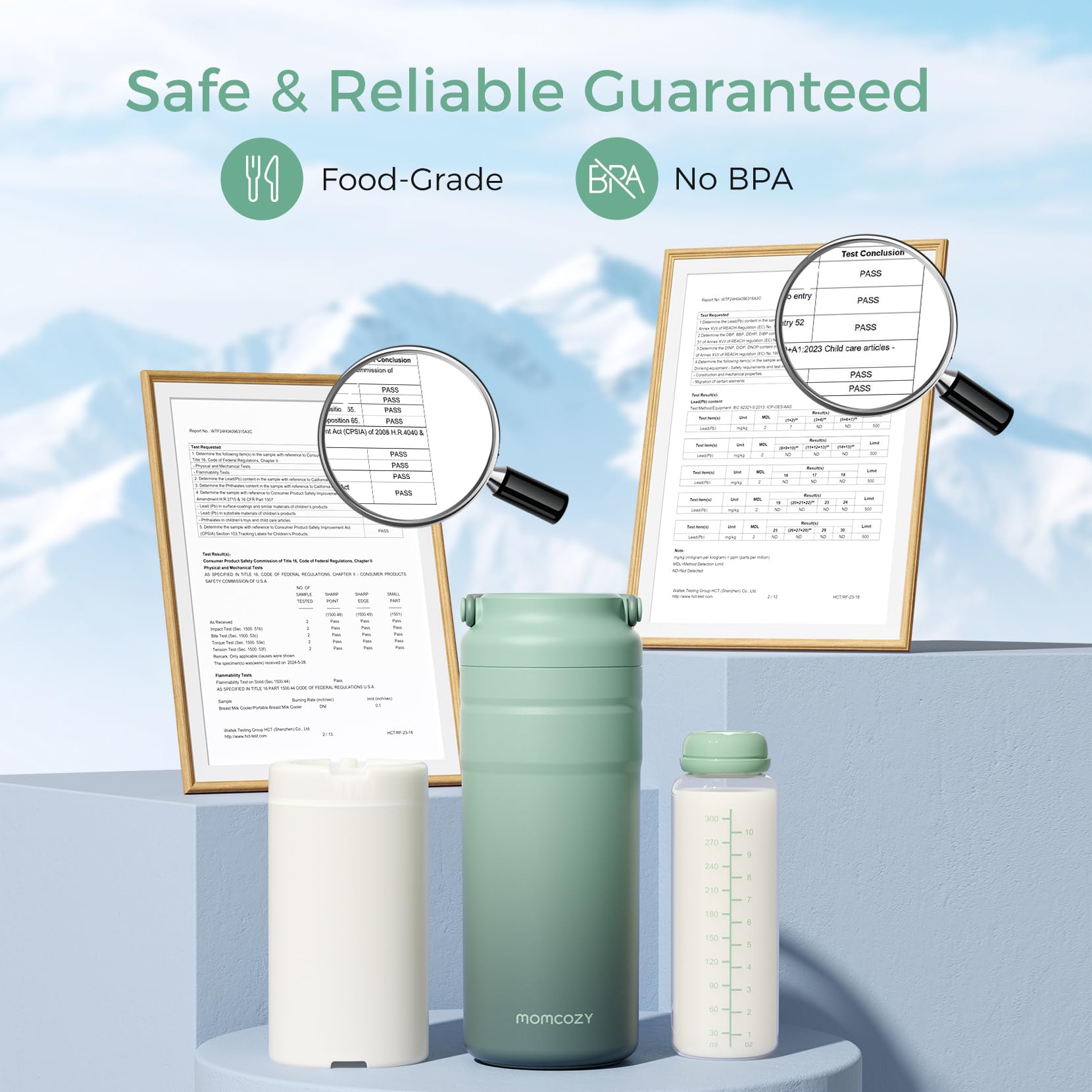 Momcozy 22oz Portable Breast Milk Cooler for Outdoor, 360°Total Cooling for 24Hours, Larger Capacity Travel Breastmilk Chiller with 2pcs Baby Bottles for Breastmilk Storage, Breastfeeding Essentials