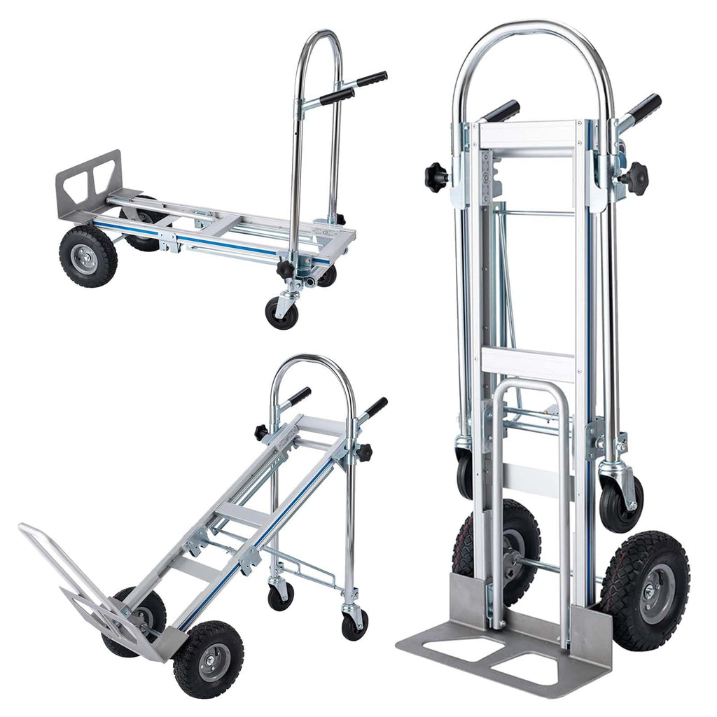 LEADALLWAY Hand Truck Aluminum Foldable Hand Cart with 6" Wheels 220 lbs Capacity