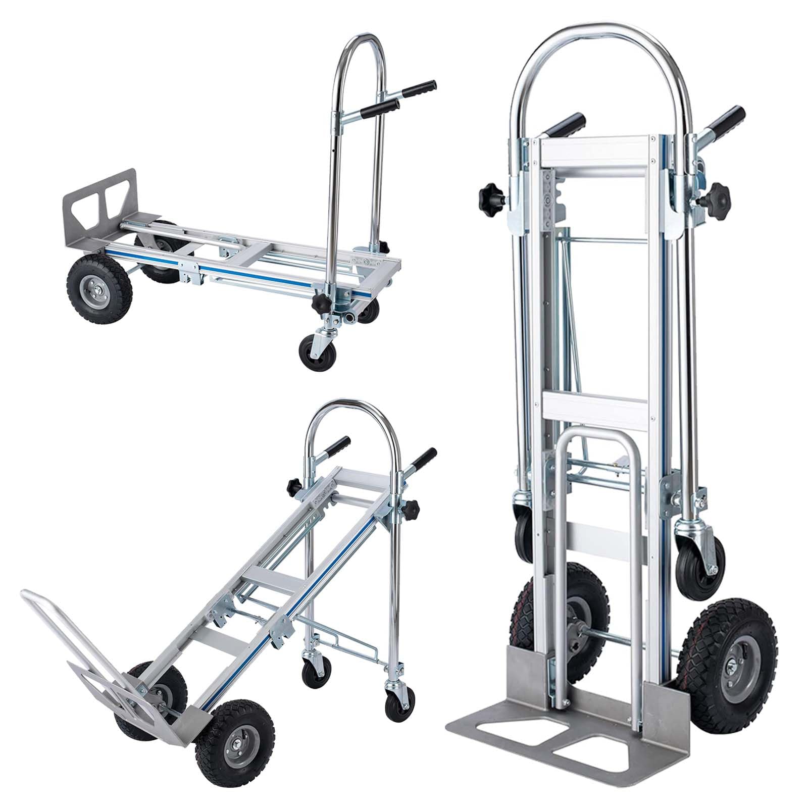 LEADALLWAY Hand Truck Aluminum Foldable Hand Cart with 6" Wheels 220 lbs Capacity