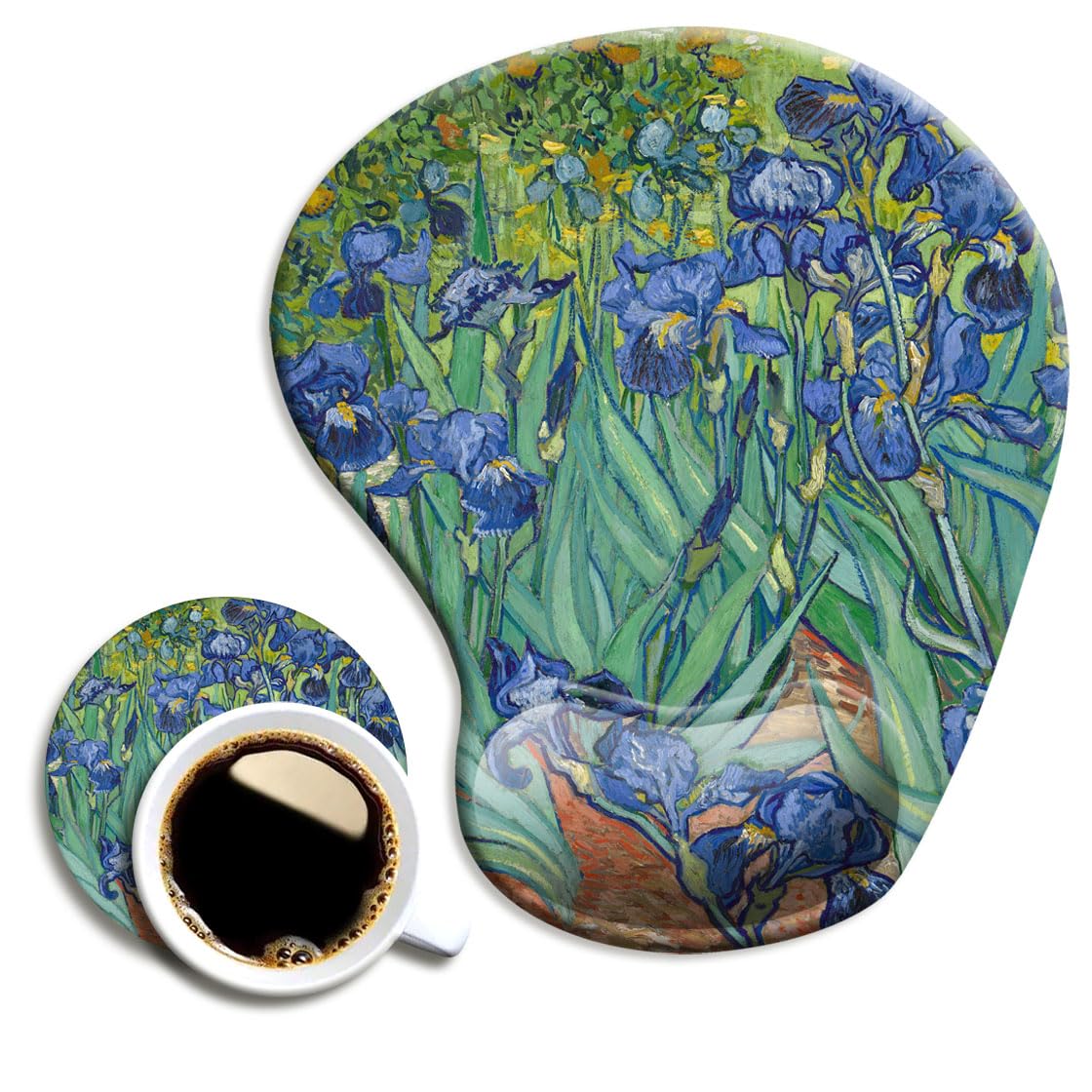 DOOKE Ergonomic Mouse Pad with Wrist Support and Coaster,Mouse Pads with Non-Slip PU Base for Home Office Working Studying Easy Typing & Pain Relief Aesthetic Art