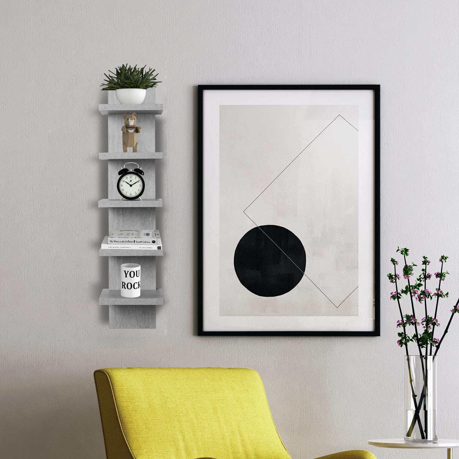 Homaterial Wall Shelves 4 Tier, Simple Vertical Corner Shelf for Room, Kitchen Wall Decor, Makeup Perfume Organizer,Decorative Shelving Unit, Black