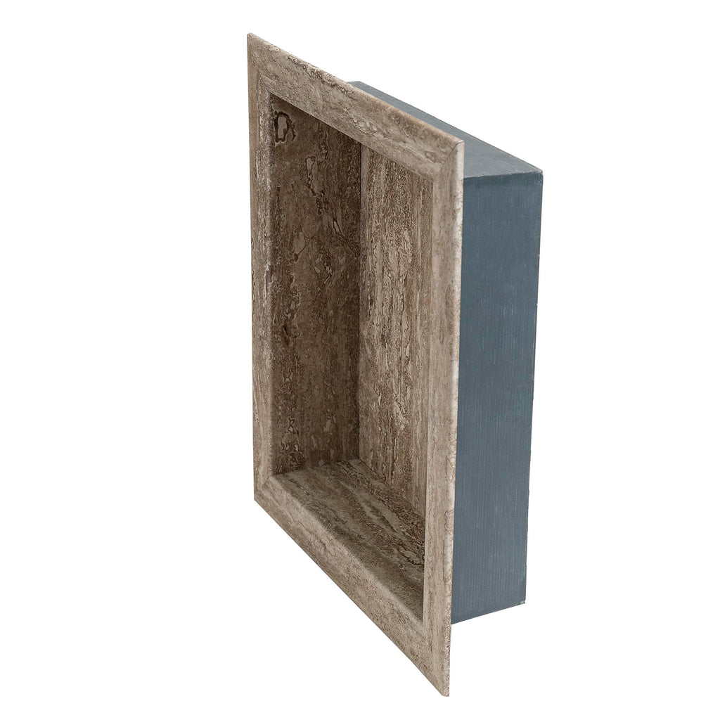 Palisade 17.5 in x 15.5 in Vinyl Shower Niche Ashen Slate | Waterproof Shower Insert