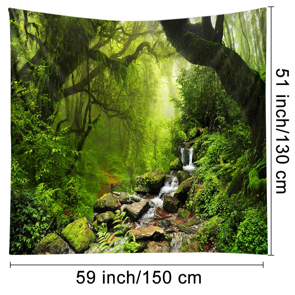 Llamazing Forest Landscape Home Decor - Living Room & Bedroom Magic Tapestry (Sunlight&Creek, 60''L51''W)