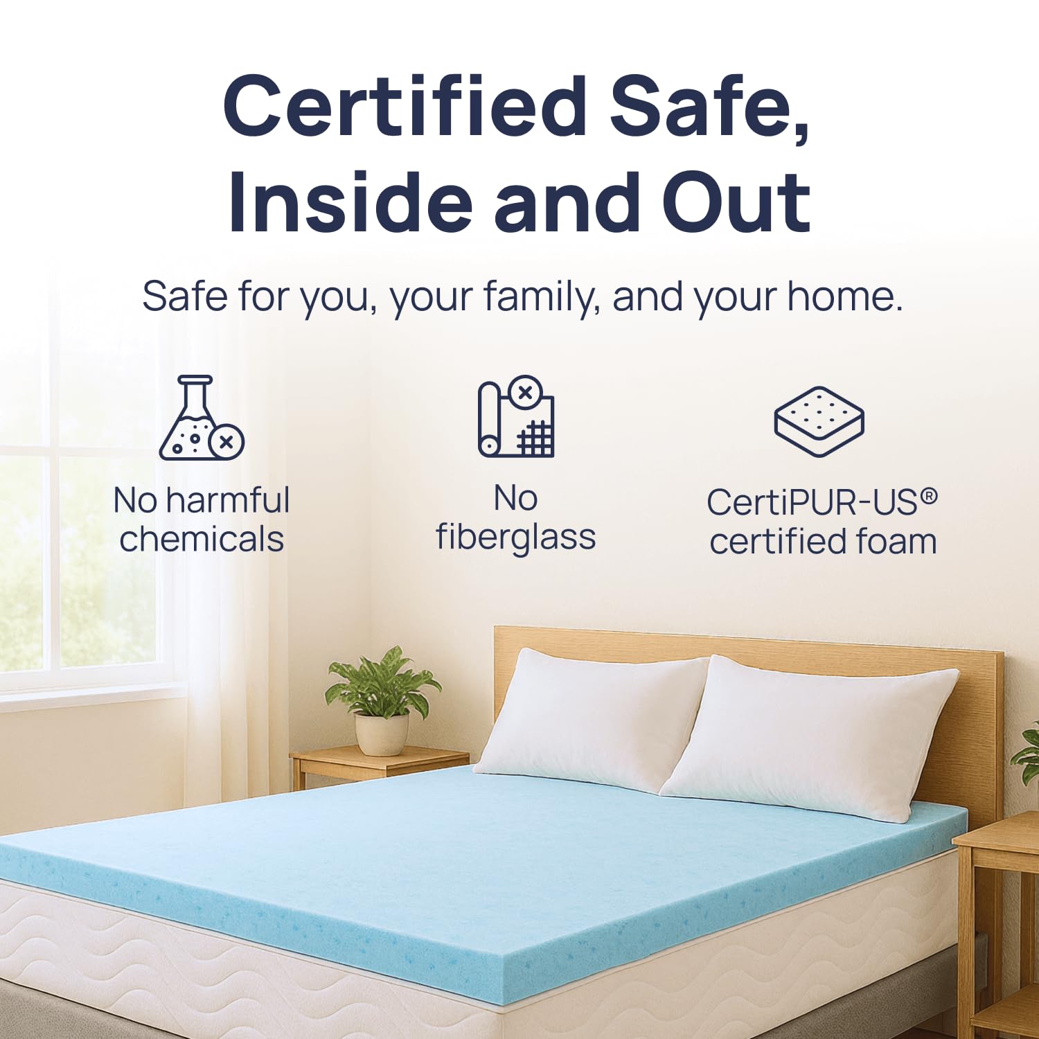 Sure2Sleep Gel Swirl Memory Foam Mattress Topper - 2 Inch, Pressure Relieving, Cooling Comfort - Made in the USA & CertiPUR-US Certified - Softens Firm Beds and Extends Mattress Life - Twin Size