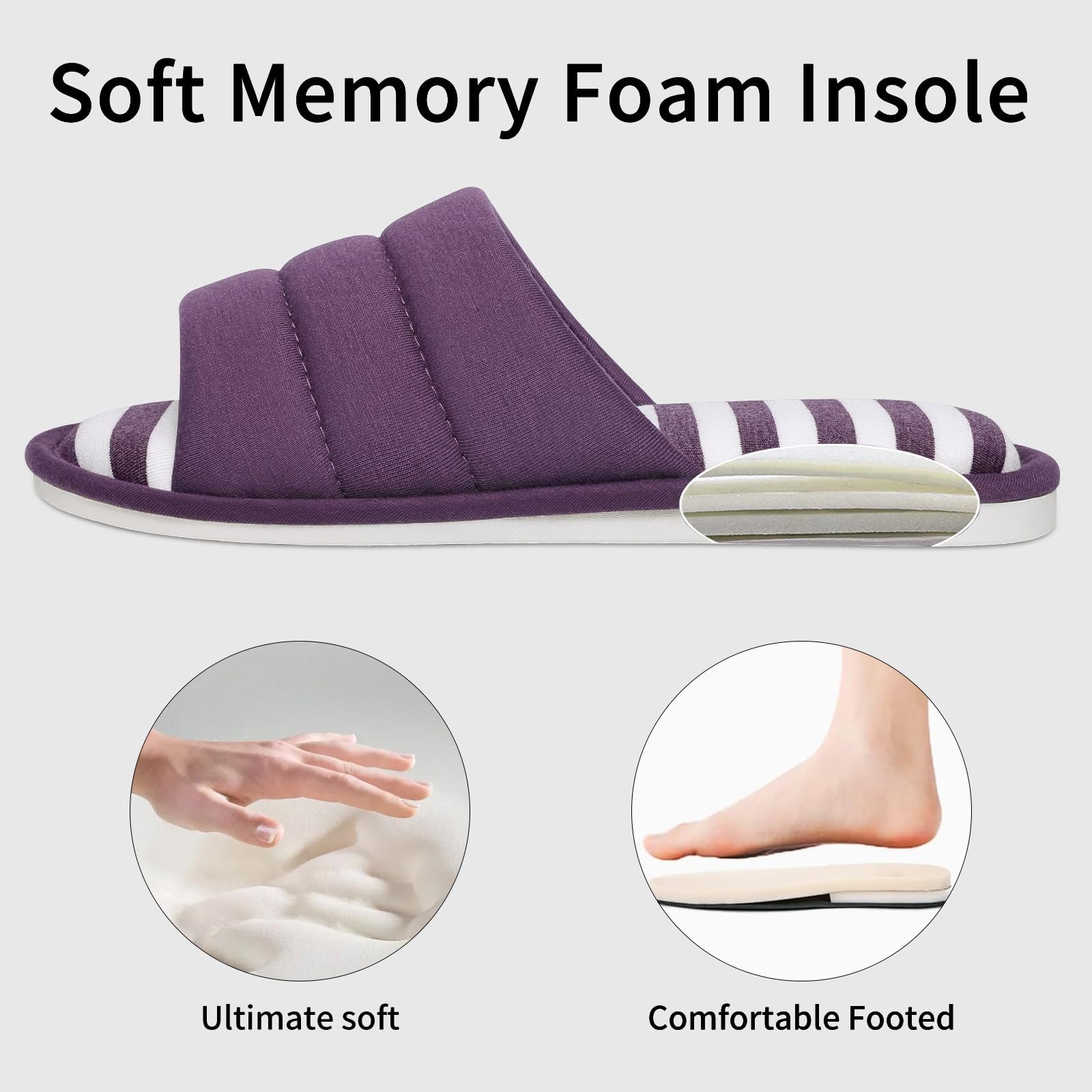shevalues Open Toe House Slippers for Women Men Soft Cotton Indoor Shoes Memory Foam Slip On bedroom Slippers