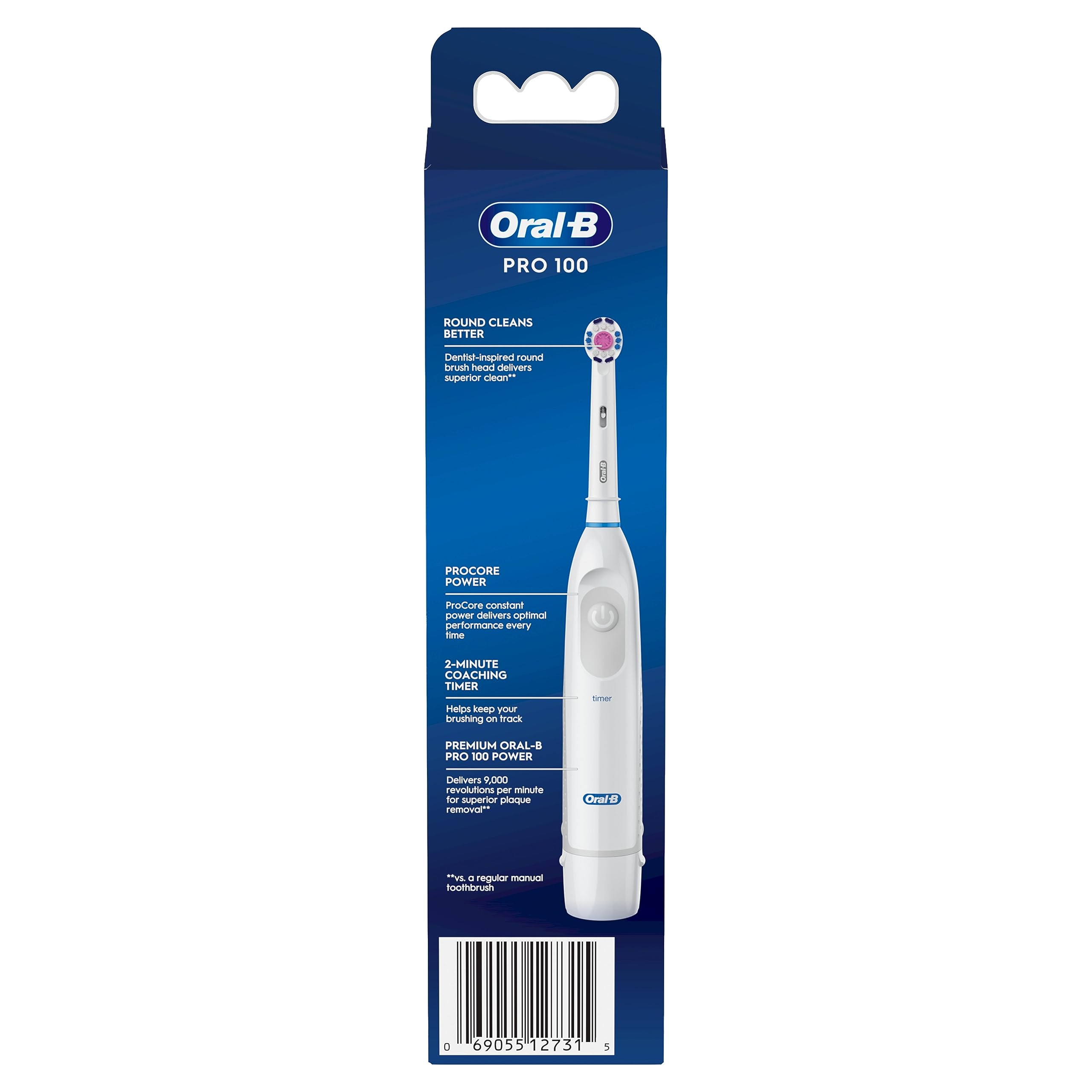 Oral-B Pro 100 Charcoal, Battery Powered Electric Toothbrush, Black