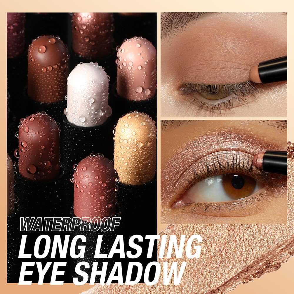 Eyeshadow Stick Set, 2 Colors Matte Professional Bright-Colored Contouring and Highlight Eyeshadow Stick, Cream Waterproof Long Lasting High Pigmented Eye Shadow