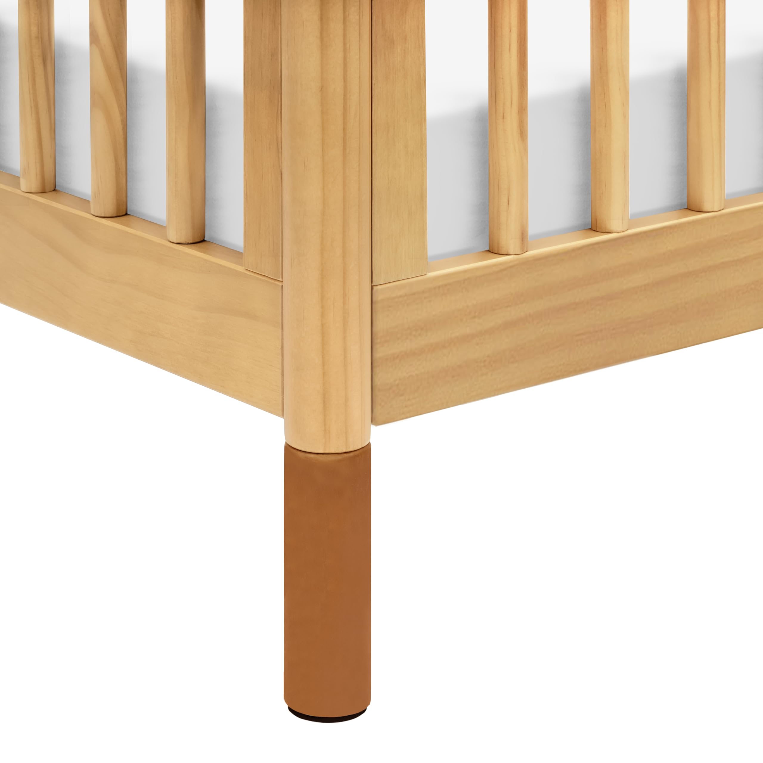 Babyletto Gelato 4-in-1 Convertible Mini Crib with Toddler Bed Conversion in Honey with Vegan Tan Leather Feet, Greenguard Gold Certified