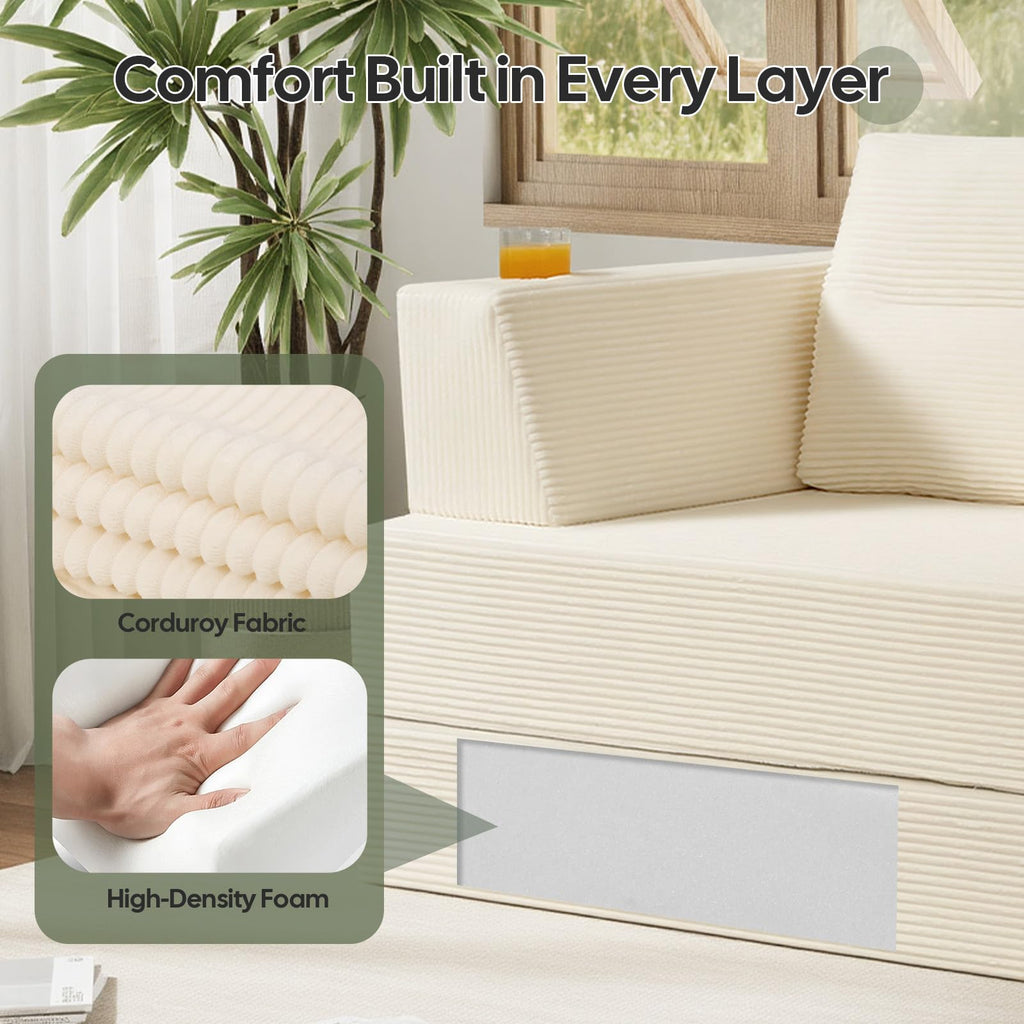 COMAX Futon Sofa Bed, 4‑in‑1 Convertible Sofa Bed, Folding Boneless Couches | Boneless Couch for living room, Fold Out Small Foldable Loveseat Floor Sleeper Mattress Lounge Space‑Saving, Ash Gray