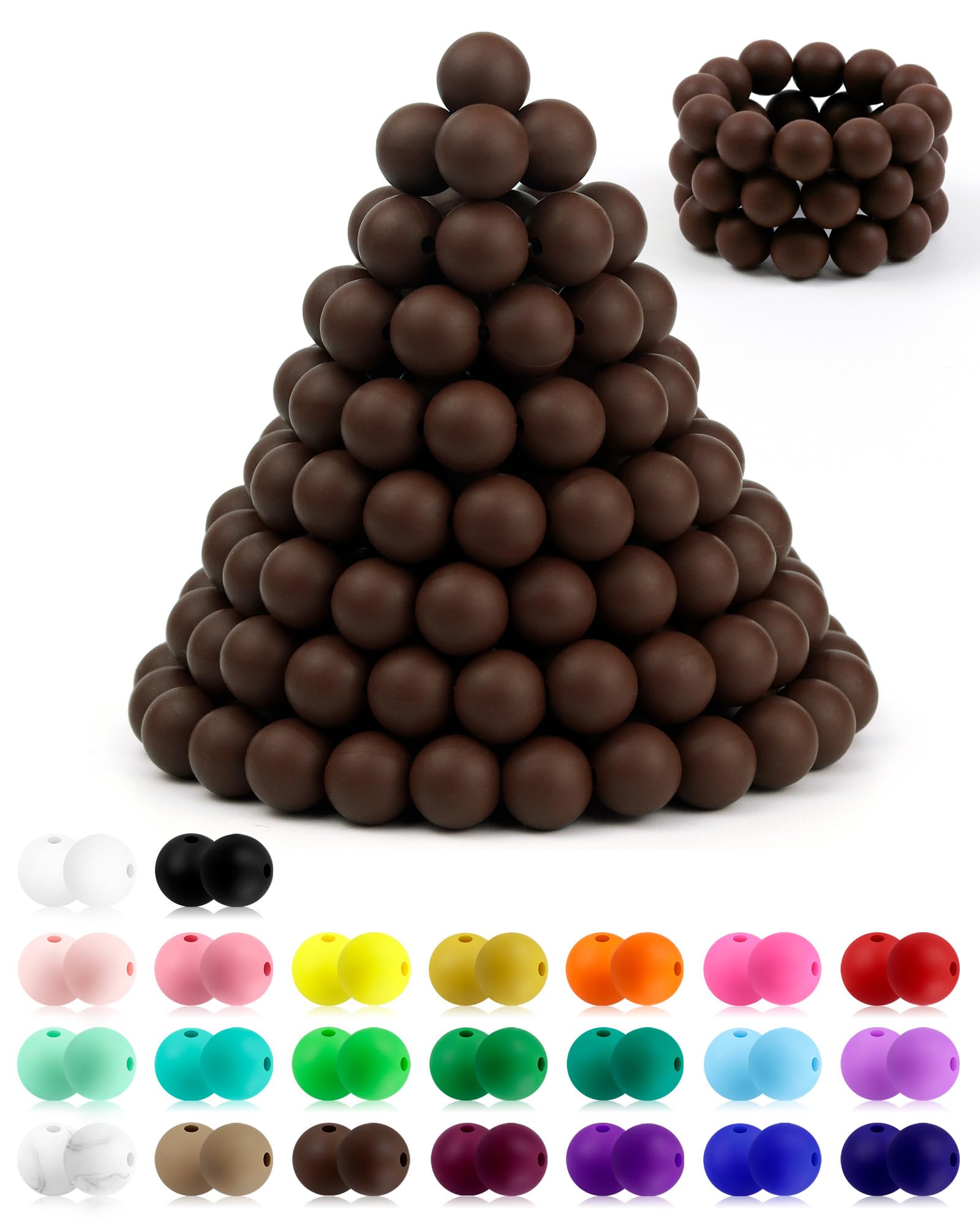 180PCS FIVEIZERO Silicone Beads – 30 Colors 12mm Round Rubber Beads Bulk for DIY Crafts, Keychain Accessories & Jewelry Making | Soft Silicone, Seamless Finish, Easy to String, Fade Resistant, Durable for Daily Use
